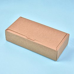 Scatola regalo di carta kraft, scatole pieghevoli, rettangolo, Burlywood, prodotto finito: 27x13x6.7 cm, dimensione interna: 25x11x6.5 cm, dimensioni spiegate: 42.8x56.9x0.03 cm e 34.4x36.6x0.03 cm