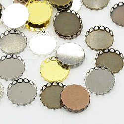 Lünettenbecher aus Messing mit gemischtem Spitzenrand, Fassungen für Cabochon, Mischfarbe, Fach: 12 mm, ca. 480 Stk. / 200 g