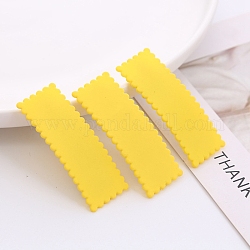 Pinzas para el cabello a presión de plástico esmerilado, con clip metalico, para mujeres y niñas, rectángulo ondulado, amarillo, 55x20mm