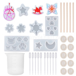 Kits de fabricación de moldes de silicona sunnyclue, con moldes de silicona y taza medidora, pipetas de plástico, palitos de helado de madera, cunas de látex, blanco, 91x95mm
