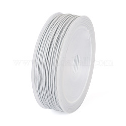 Braided Nylon Threads, Mambo Thread, with Spool, for Jewelry Making, Round, Light Grey, 1mm, about 49.21 Yards(45m)/Roll