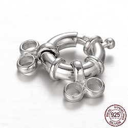 Rhodium Plated 925 Sterling Silver Spring Clasp Sets, with End Bars, Platinum, 20x15x5mm, Hole: 2mm
