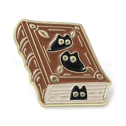 Alfileres de esmalte de gato negro, broche de aleación para ropa de mochila, libro, 24.5x27.5x1.5mm