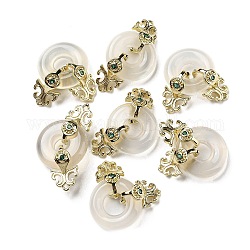 Charms conectores de ágata blanca natural., enlaces de donas con fornituras de latón, real 14k chapado en oro, 27x15x8mm, agujero: 1 mm