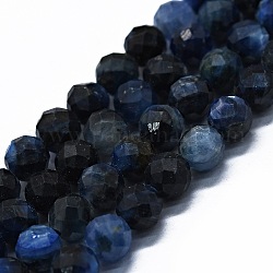 Fili di perle di cianite naturali tinti e riscaldati, sfaccettato (64 sfaccettatura), tondo, 6mm, Foro: 0.8 mm, circa 62~67pcs/filo, 15.16~15.55 pollice (38.5~39.5 cm)