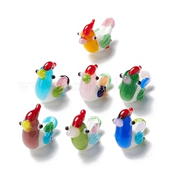 Handmade Lampwork Beads, Mandarin Duck, Mixed Color, 28~29x11.5x17.5~19mm, Hole: 0.9~1.4mm