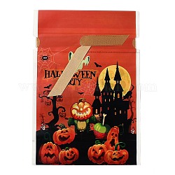 Креативные карманы на шнурке для Хэллоуина, для вечеринок в честь Хэллоуина, прямоугольник с домом с привидениями, привидениями и тыквой, оранжевые, 22.3x15.1 см, около 45~50 шт / упаковка