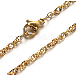 304 из нержавеющей стали двойной цепи ссылка ожерелья, с карабин-лобстерами , золотые, 29.52 дюйм (75 см)