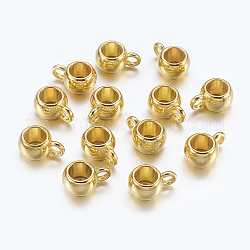 Rohrbügel im tibetischen Stil, Schleifenbügel, Perlen der Patsche, Rondell, Bleifrei und cadmium frei, golden, 10.5x7.5x4 mm, Loch: 3.5 mm.
