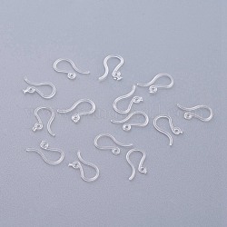 Plastic Earring Hooks, Ear Wire, with Horizontal Loop, Clear, 13x7mm, Hole: 1mm