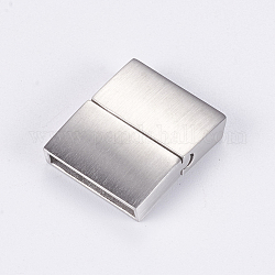 304 Magnetverschluss aus Edelstahl mit Klebeenden, matt, Rechteck, Edelstahl Farbe, 21x17.5x5 mm, Bohrung: 2.8x15 mm