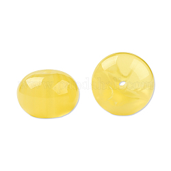 Abalorios de resina, de piedras preciosas de imitación, plano y redondo, amarillo, 16x11mm, agujero: 2.1~2.3 mm