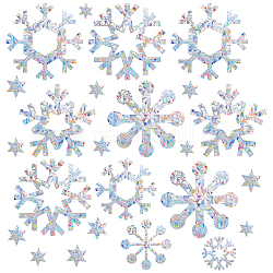 GORGECRAFT 22pcs Snowflake Window Clings Flower Rainbow Window Glass Alert Stickers for Birds Strike Star Christmas Decals Non Adhesive Prismatic Vinyl Film for Sliding Doors Windows Glass