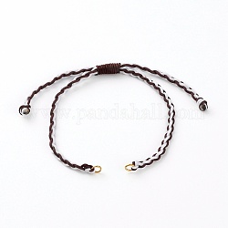 Fabbricazione di braccialetti con cordino intrecciato in nylon regolabile, con 304 anello di salto in acciaio inossidabile, marrone noce di cocco, 5~9-5/8 pollice (12.8~24.5 cm)