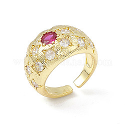 Anello a polsino aperto con cupola in zirconi cubici, gioielli in ottone dorato per le donne, viola, diametro interno: 17.2mm