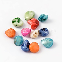 Natural Mixed Dyed Shell Loose Beads, Mixed Color, 15~23x11~19x6~13mm, Hole: 0.5~1mm
