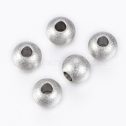 202 Stainless Steel Textured Beads, Rondelle, Stainless Steel Color, 8x6.5mm, Hole: 3mm
