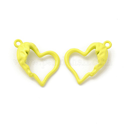 Акриловые подвески краскораспылительные, очарование полого сердца, желтые, 21x15.5x0.6 мм, отверстие : 1.6 мм