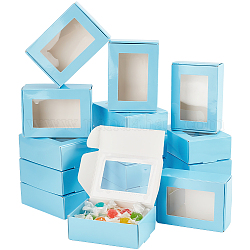 Ph pandahall 20 pièces boîte à biscuits bleue avec fenêtre boîte à friandises boîte à friandises en papier kraft boîte à pâtisserie boîte à beignets individuelle pour Noël fête de mariage Halloween 8.7x6.2x3.2 cm/3.4x2.4x1.2 pouces