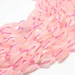 Natural Rose Quartz Bead Strands, Calla Lily, 26~30x14~18x9mm, Hole: 1mm, about 13pcs/strand, 16inch