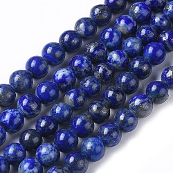 Chapelets de perles en lapis-lazuli naturel, ronde, 6.5~7mm, Trou: 0.6mm, Environ 60 pcs/chapelet, 15.35 pouce ~ 15.55 pouces (39~39.5 cm)