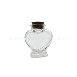 Сердце стеклянная бутылка для бортовых контейнеров, с пробкой, бутылка желаний, прозрачные, 6.3x7.8 см, емкость: 50 мл (1.69 жидких унции)