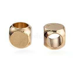 Brass Beads, Long-Lasting Plated, Cube, Real 24K Gold Plated, 4x4x4mm, Hole: 2.5mm