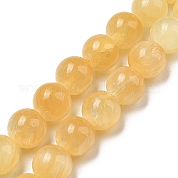 Fili di perline di calcite naturale al miele, tondo, 10mm, Foro: 1 mm, circa 39pcs/filo, 15.47'' (39.3 cm)