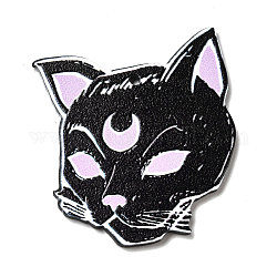 ハロウィンアクリルパーツ  diyのイヤリングパーツ  猫  ブラック  42x36x2mm  穴：1.8mm