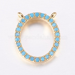 Brass Micro Pave Cubic Zirconia Charms, Oval, Golden, 12.5x11x2mm, Hole: 1mm