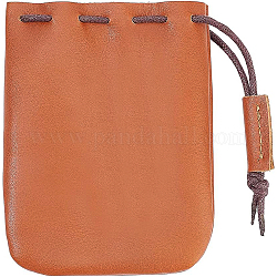 BENECREAT Leather Drawstring Wallets, Coin Leather Drawstring Pouch, Small Storage Bag for Earphone Jewelry Candy, Chocolate