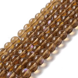 Chapelets de perles en pierre de lune synthétique, ronde, Pérou, 10mm, Trou: 1mm, Environ 37~39 pcs/chapelet, 14.76''~14.96'' (37.5~38 cm)