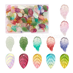 Yilisi 120шт 12 стиля стеклянные подвески, лист, разноцветные, 17.5~18x10~11x2.9~3 мм, отверстие : 1.2 мм