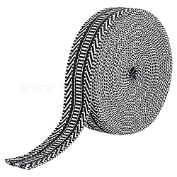 Nbeads 10 yarda de cintas jacquard de poliéster, cinta tirolesa, patrón de la raya, negro, 1-1/2 pulgada (38 mm)