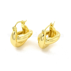 Anelli intrecciati in ottone kont orecchini a cerchio da donna, oro chiaro, 20.5x21.5x18.5mm, ago :0.6~1x0.5mm