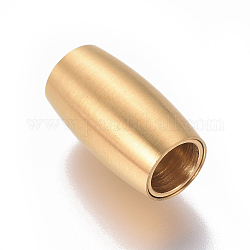 イオンプレーティング(ip) 端が接着されたステンレススチール製マグネットクラスプ 304 個  マット  オーバル  ゴールドカラー  14x8mm  穴：5mm