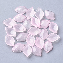 Прозрачный лак окрашенные стеклянные подвески, Petaline, розовые, 15x10x3.5 мм, отверстие : 1.2 мм