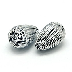 304 Stainless Steel Corrugated Beads, Teardrop, Stainless Steel Color, 18x12mm, Hole: 1.5mm
