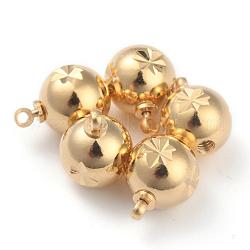 Messing Perlen, langlebig plattiert, Runde, echtes 24k vergoldet, 12.5x9.5~10 mm, Bohrung: 1.4 mm