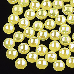 ABS Kunststoffimitation Perle Cabochons, ab Farbe plattiert, Halbrund, Gelb, 6x3 mm, 5000 Stück / Beutel