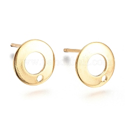 Accessoires de puces d'oreilles en 201 acier inoxydable, avec des épingles en 304 acier inoxydable, anneau, or, 10.5x1mm, Trou: 1.4mm, pin: 0.8 mm