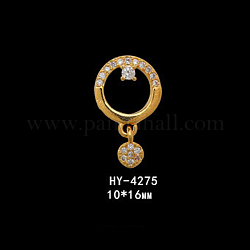 Alloy Cabochons, Nail Art Decoration Accessories, with Cubic Zirconia, Clear, Real 18K Gold Plated, 16x10mm
