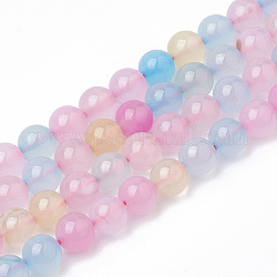 Natural Agate Beads Strands, Dyed, Round, Mixed Color, 8~8.5mm, Hole: 1mm, about 47pcs/strand, 15.5 inch