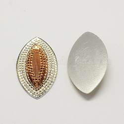 Horse Eye Resin Cabochons, Silver Bottom Plated, Camel, 53x33x8mm, about 80pcs/bag