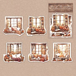 10 Stück 5 Stile dekorative Fensteraufkleber aus Papierblumen, für diy scrapbooking, Reisetagebuch Handwerk, Schokolade, 100x100 mm, 2pcs / style