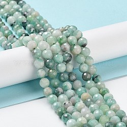 Fili di perle di quarzo smeraldo naturale, tondo, sfaccettato, 6mm, Foro: 0.8 mm, circa 64~69pcs/filo, 15.35'' (39 cm)