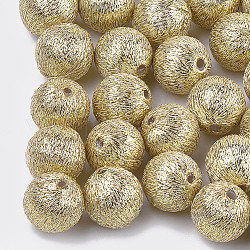 Perles recouvertes de tissu de fil de polyester, avec du plastique abs à l'intérieur, ronde, kaki clair, 18x19mm, Trou: 2mm