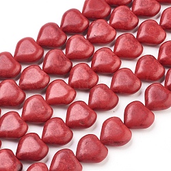 Синтетические шарики Говлит, окрашенные, сердце, красные, 17x18x9 мм, отверстие : 1 мм
