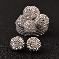 Grade A Rhinestone Pave Disco Ball Beads, for Unisex Jewelry Making, Round, Crystal, PP13(1.9~2mm), 16mm, Hole: 1.5mm