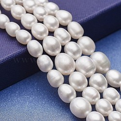Brins de perles graduées en perles d'eau douce de culture naturelle, grade AAA, pomme de terre, blanc, 5~11.5x4~9mm, Trou: 0.5mm, Environ 61~62 pcs/chapelet, 15.94~16.14 pouce (40.5~41 cm)